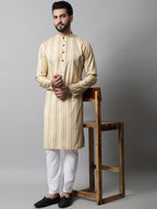 Jompers Men's Beige Geomatric Printed Kurta | Grocsy