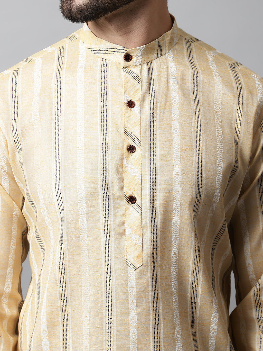 Jompers Men's Beige Geomatric Printed Kurta | Grocsy