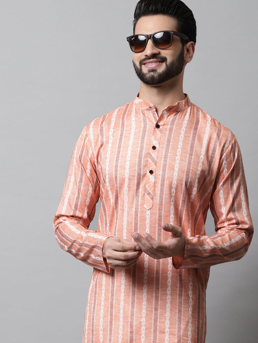 Jompers Men's Coral Geomatric Printed Kurta | Grocsy