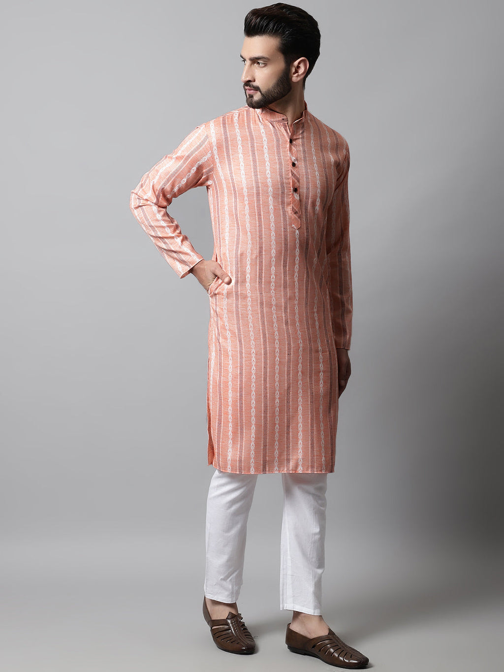 Jompers Men's Coral Geomatric Printed Kurta | Grocsy