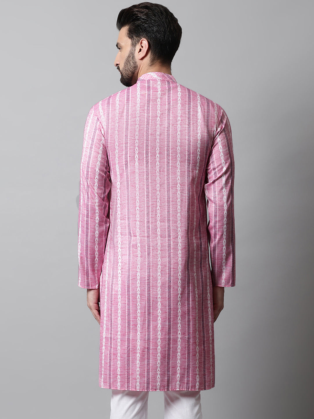 Jompers Men's Pink Geomatric Printed Kurta | Grocsy