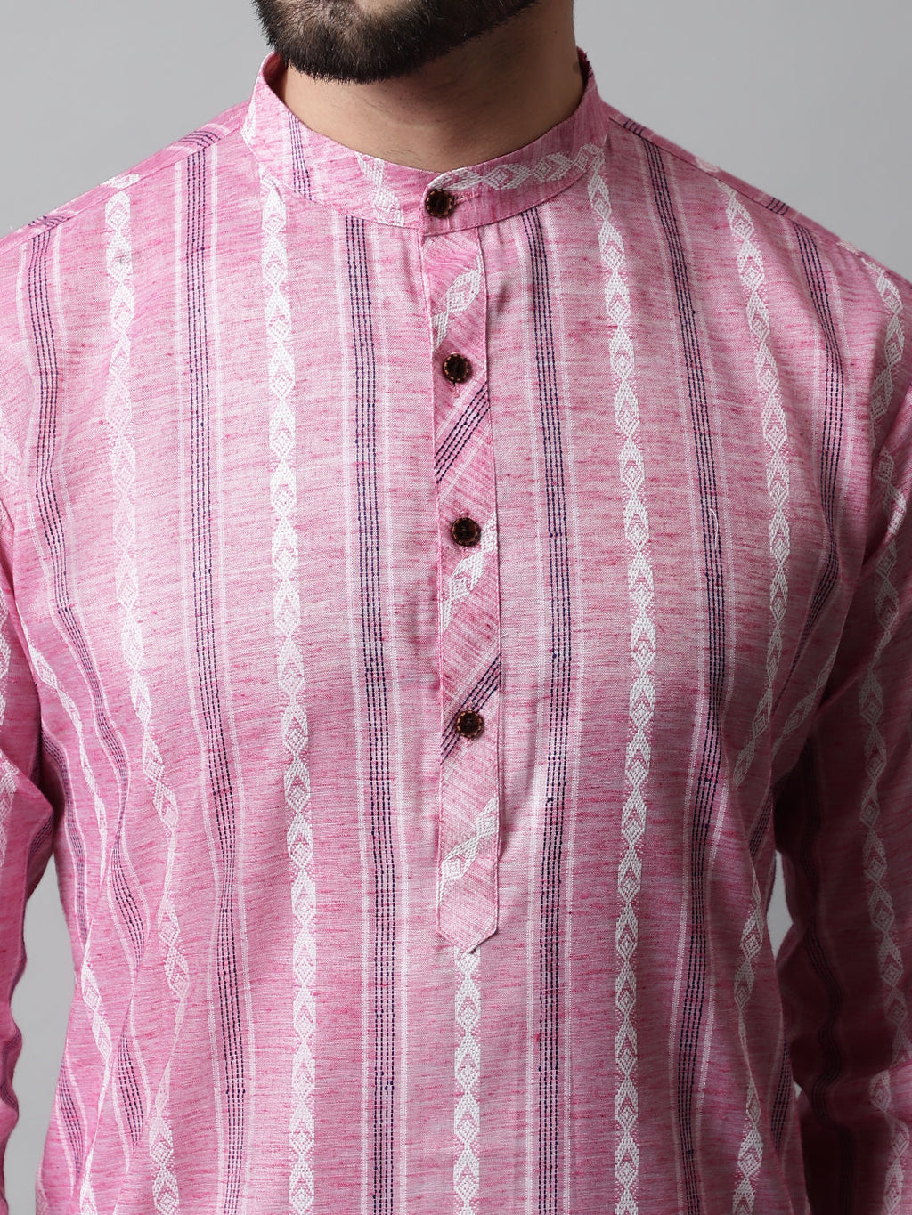 Jompers Men's Pink Geomatric Printed Kurta | Grocsy