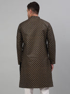 Jompers Men's Black Printed Silk Blend Kurta Only | Grocsy