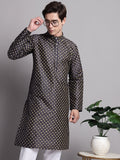 Jompers Men's Navy Blue Printed Silk Blend Kurta | Grocsy