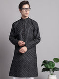 Jompers Men's Black Printed Pure Cotton Kurta | Grocsy
