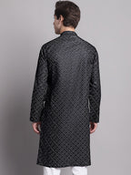 Jompers Men's Black Printed Pure Cotton Kurta | Grocsy