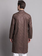 Jompers Men's Coffee Brown Printed Pure Cotton Kurta | Grocsy