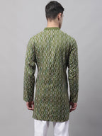 Jompers Men's Olive Green and Multi Coloured Embroidered Straight Kurta | Grocsy