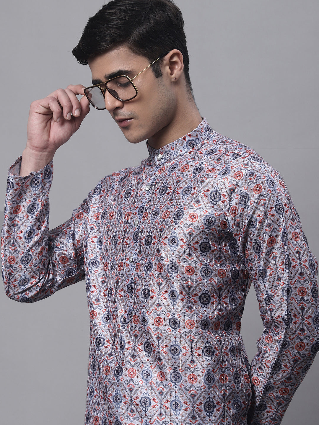 Jompers Men's Blue Digital Printed Kurta | Grocsy