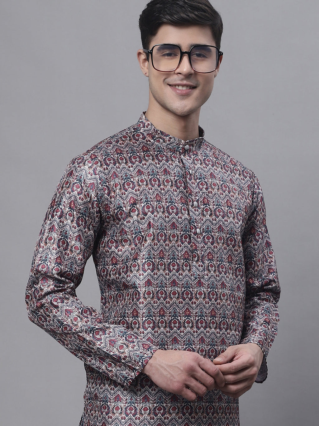 Jompers Men's Maroon Digital Printed Kurta | Grocsy