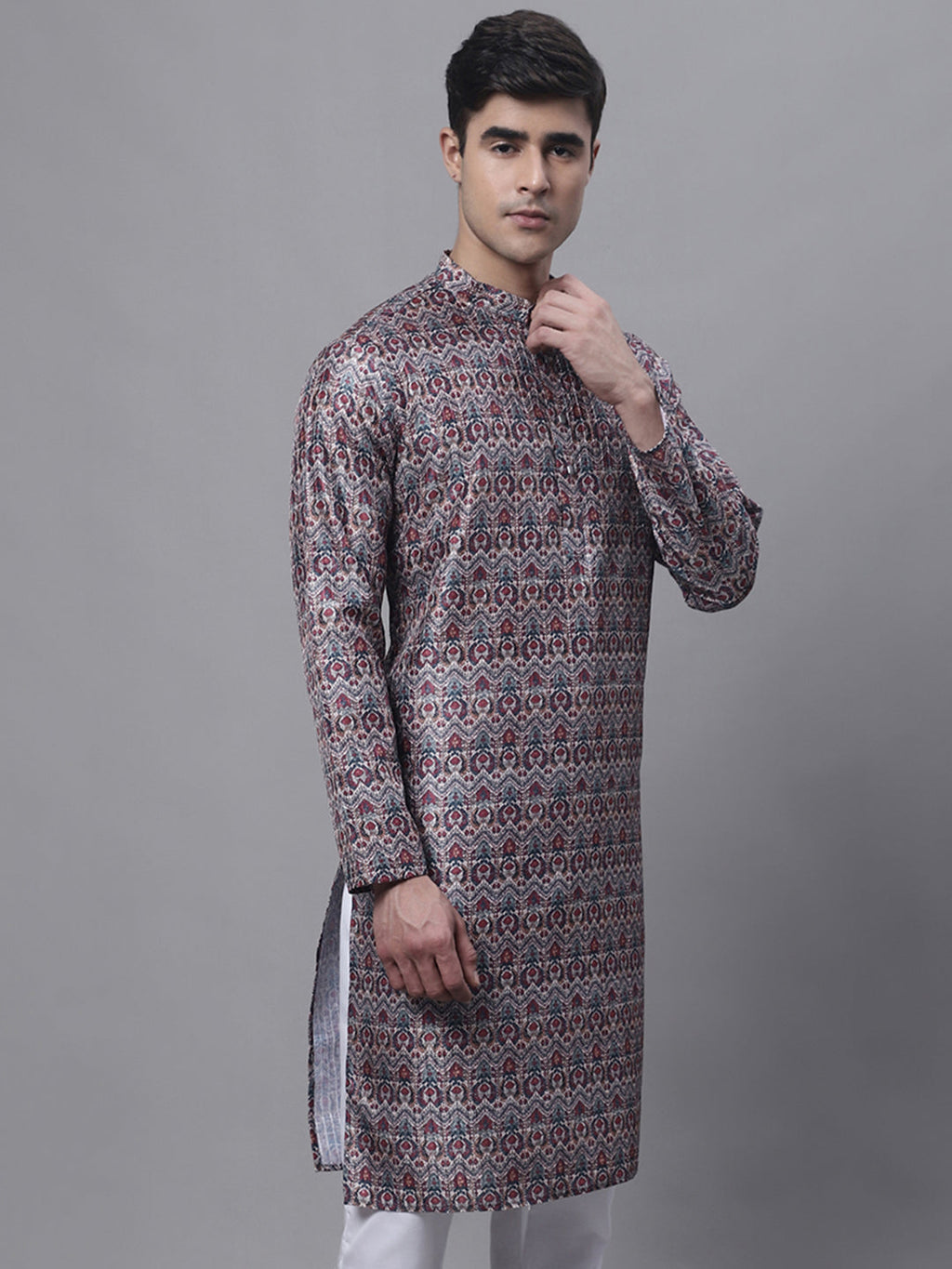 Jompers Men's Maroon Digital Printed Kurta | Grocsy