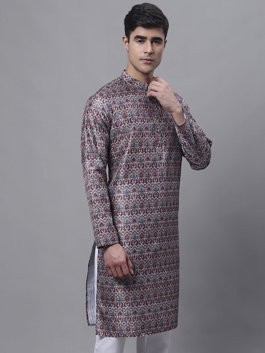 Jompers Men's Maroon Digital Printed Kurta | Grocsy
