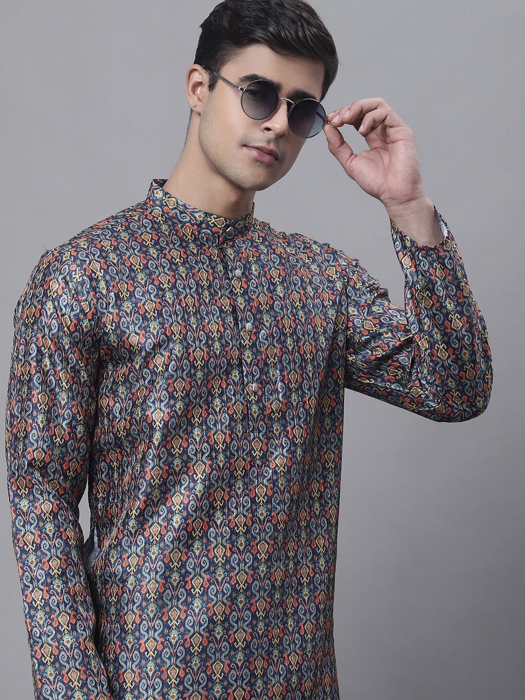 Jompers Men's Navy Digital Printed Kurta | Grocsy