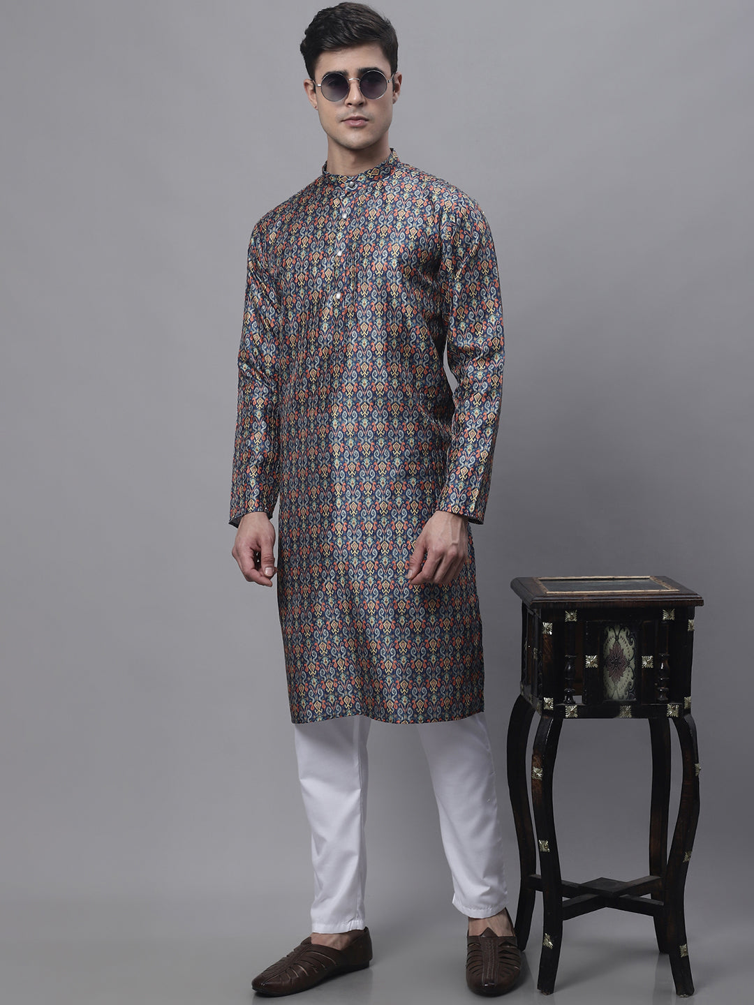 Jompers Men's Navy Digital Printed Kurta | Grocsy