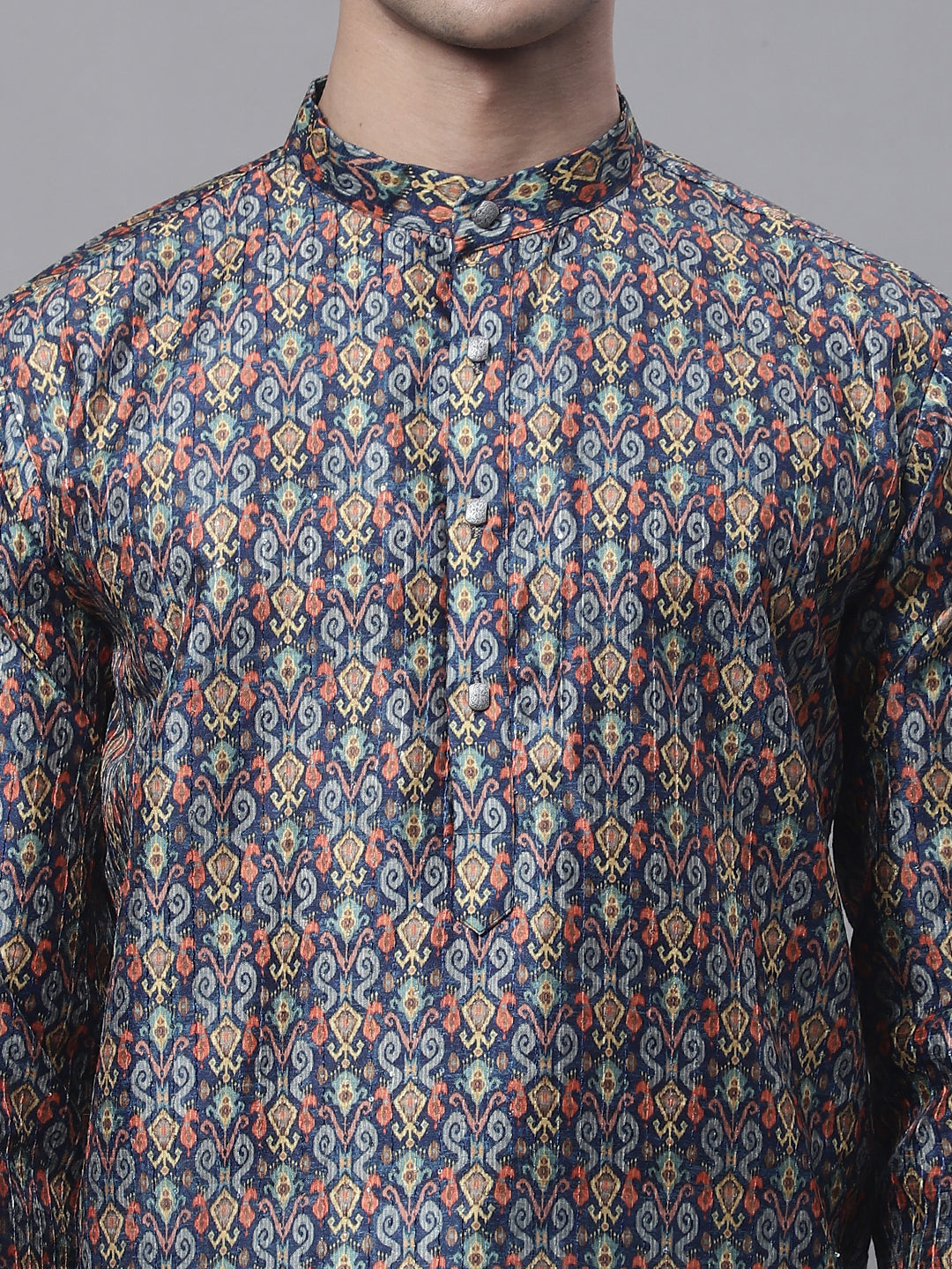 Jompers Men's Navy Digital Printed Kurta | Grocsy