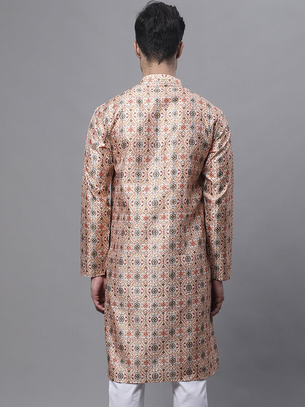 Jompers Men's Peach Digital Printed Kurta | Grocsy