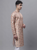 Jompers Men's Peach Digital Printed Kurta | Grocsy