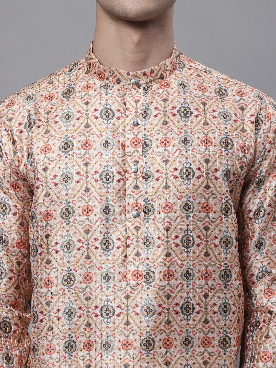 Jompers Men's Peach Digital Printed Kurta | Grocsy