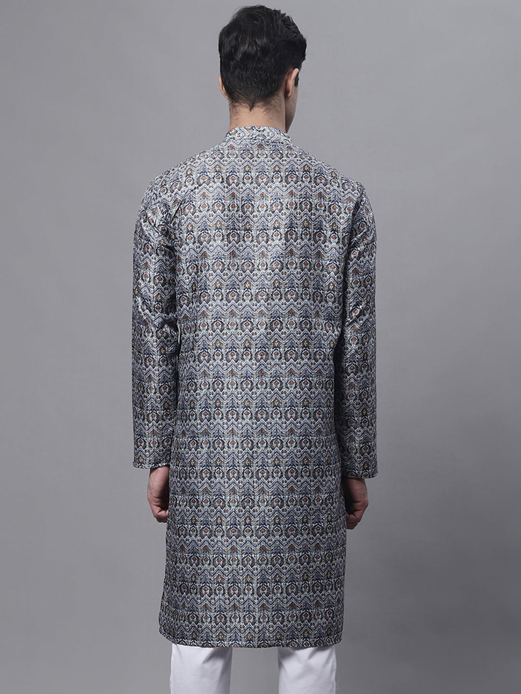 Jompers Men's Silver Digital Printed Kurta | Grocsy