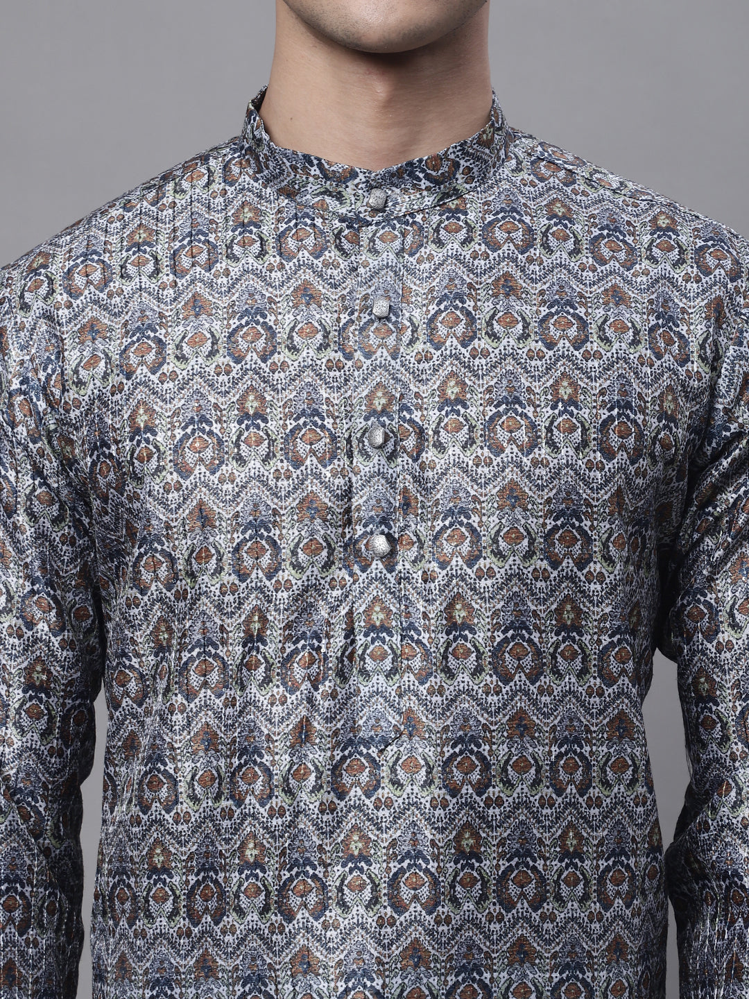 Jompers Men's Silver Digital Printed Kurta | Grocsy