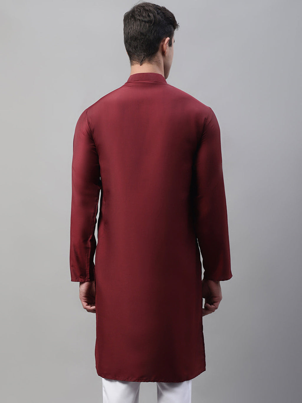 Jompers Men's Maroon Cotton Silk Mirror Work Kurta | Grocsy