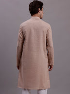 Jompers Men's Solid Pure Cotton Kurta - Beige | Grocsy
