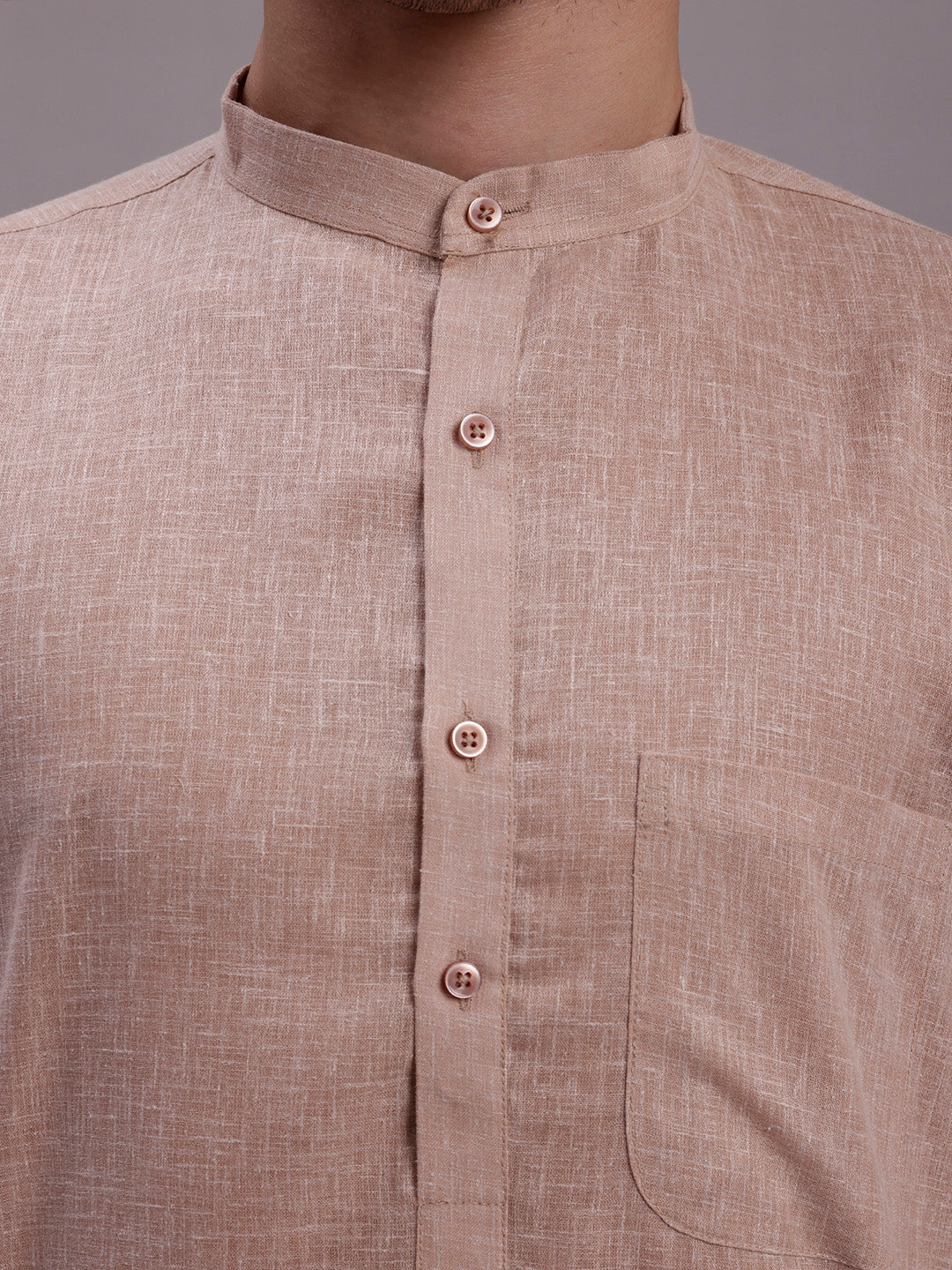 Jompers Men's Solid Pure Cotton Kurta - Beige | Grocsy