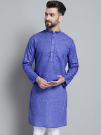 Jompers Men's Solid Pure Cotton Kurta Only - Blue | Grocsy