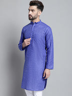 Jompers Men's Solid Pure Cotton Kurta Only - Blue | Grocsy