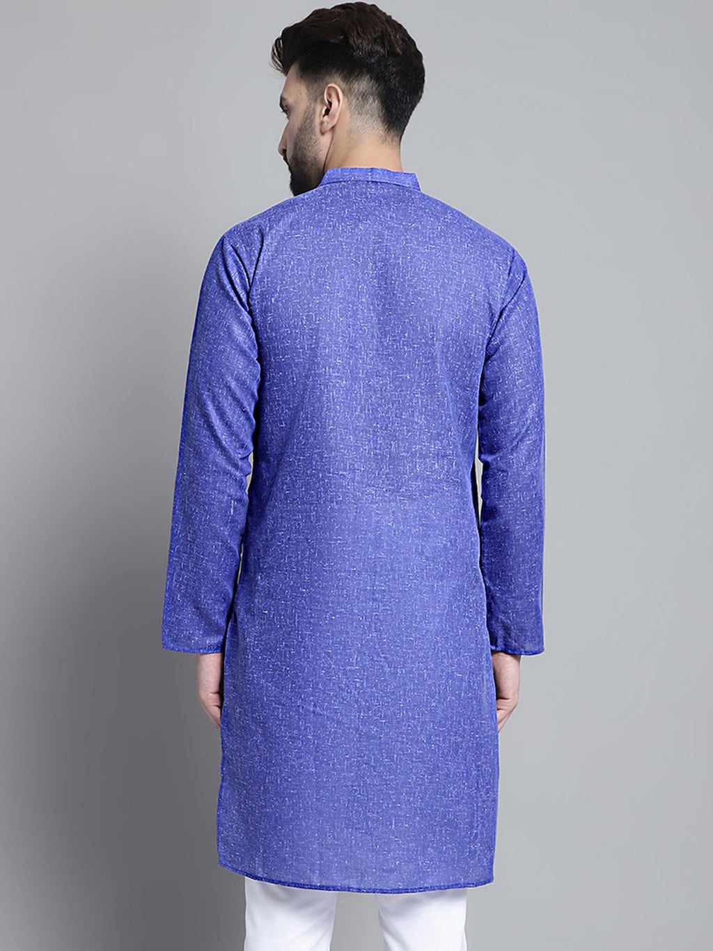 Jompers Men's Solid Pure Cotton Kurta Only - Blue | Grocsy