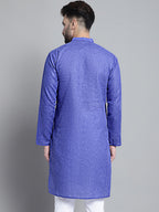 Jompers Men's Solid Pure Cotton Kurta Only - Blue | Grocsy