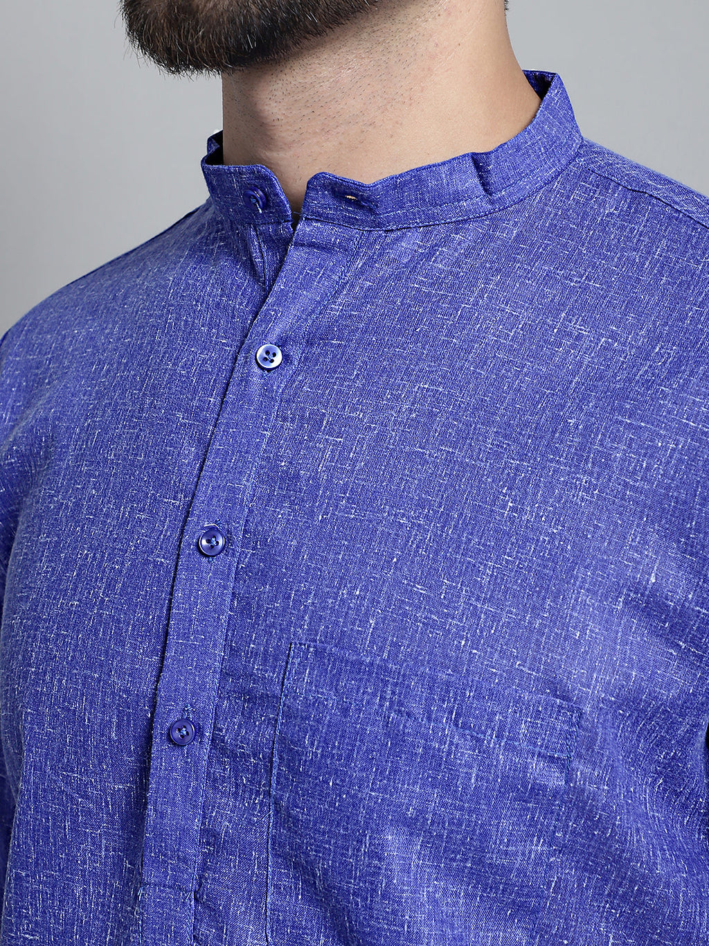 Jompers Men's Solid Pure Cotton Kurta Only - Blue | Grocsy