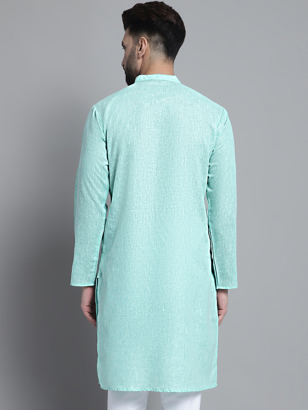 Jompers Men's Solid Pure Cotton Kurta Only - Green | Grocsy