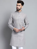 Jompers Men's Solid Pure Cotton Kurta Only - Grey | Grocsy