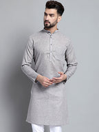 Jompers Men's Solid Pure Cotton Kurta Only - Grey | Grocsy