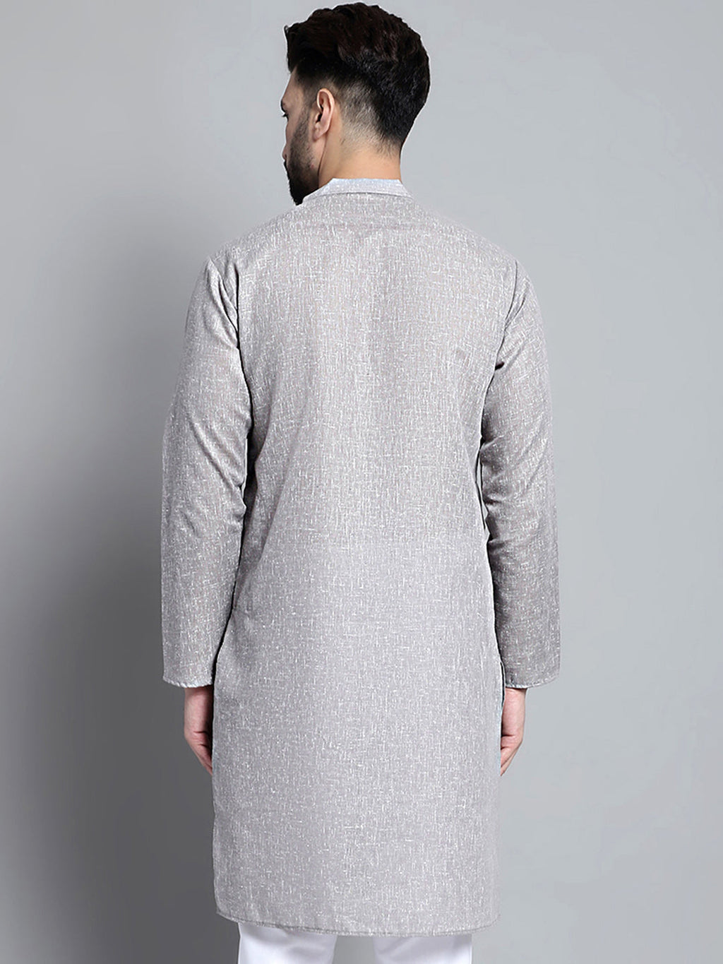 Jompers Men's Solid Pure Cotton Kurta Only - Grey | Grocsy