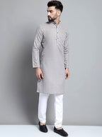 Jompers Men's Solid Pure Cotton Kurta Only - Grey | Grocsy