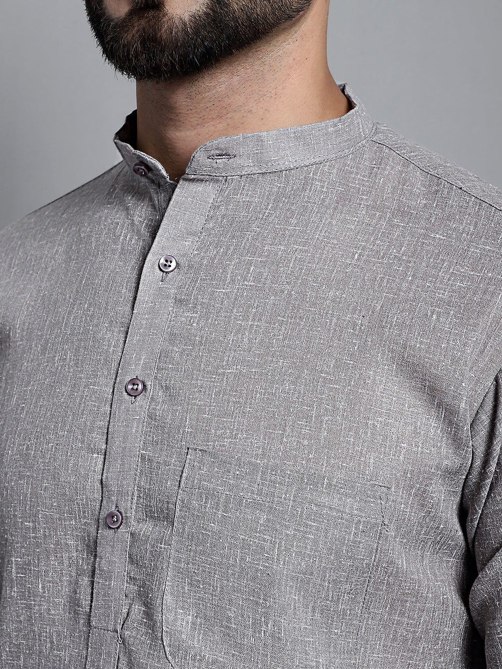 Jompers Men's Solid Pure Cotton Kurta Only - Grey | Grocsy