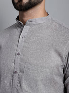 Jompers Men's Solid Pure Cotton Kurta Only - Grey | Grocsy