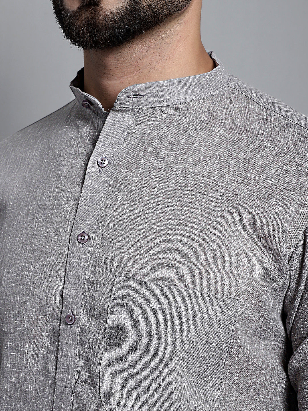 Jompers Men's Solid Pure Cotton Kurta Only - Grey | Grocsy