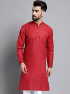 Jompers Men's Solid Pure Cotton Kurta Only - Maroon | Grocsy