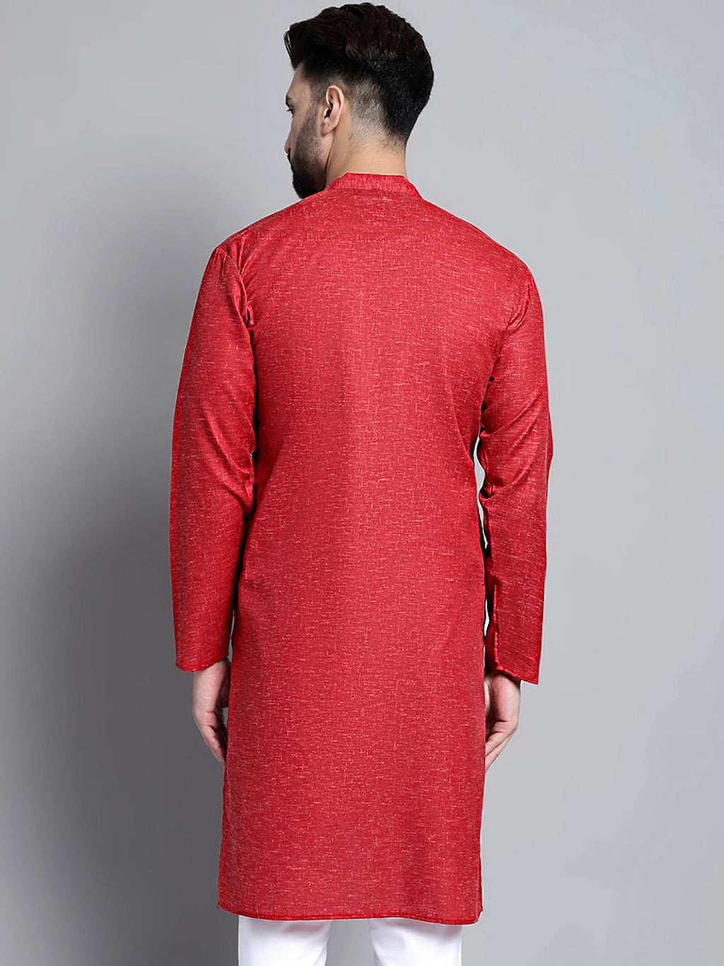 Jompers Men's Solid Pure Cotton Kurta Only - Maroon | Grocsy