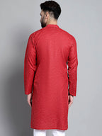 Jompers Men's Solid Pure Cotton Kurta Only - Maroon | Grocsy