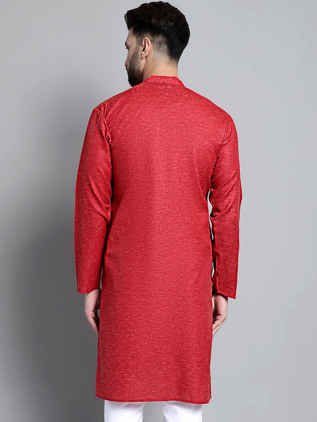 Jompers Men's Solid Pure Cotton Kurta Only - Maroon | Grocsy