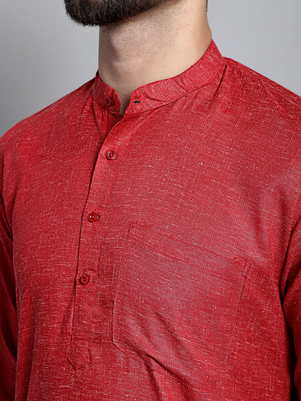 Jompers Men's Solid Pure Cotton Kurta Only - Maroon | Grocsy