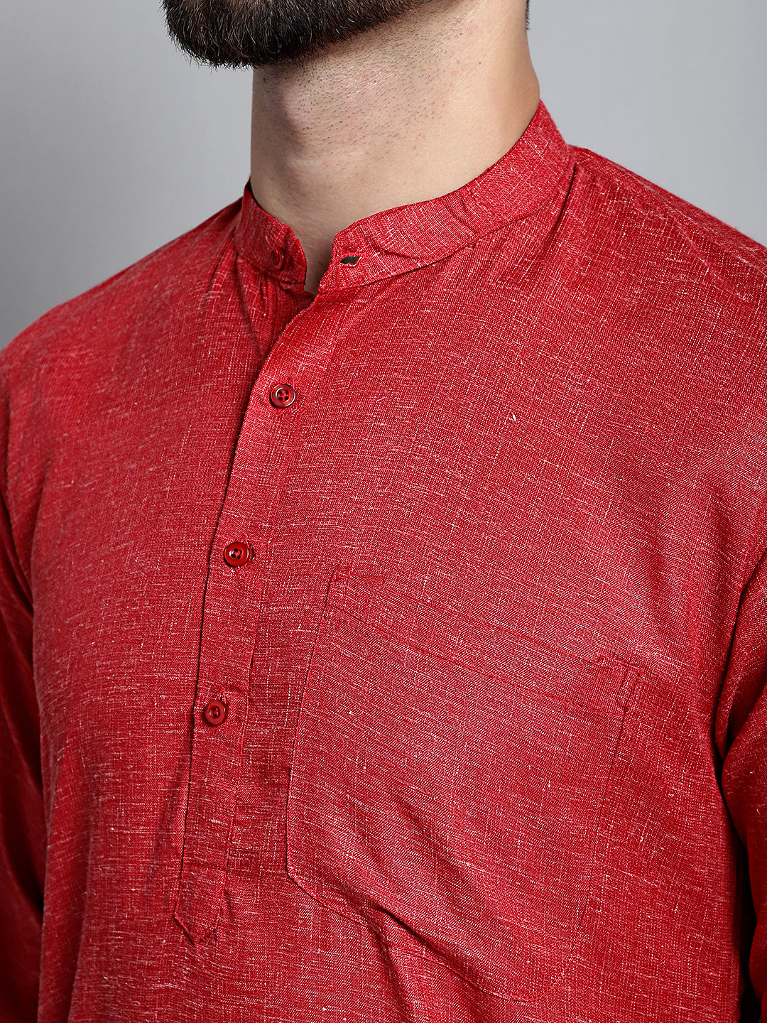 Jompers Men's Solid Pure Cotton Kurta Only - Maroon | Grocsy