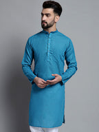 Jompers Men's Solid Pure Cotton Kurta Only - Peacock | Grocsy