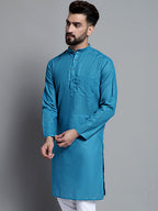 Jompers Men's Solid Pure Cotton Kurta Only - Peacock | Grocsy