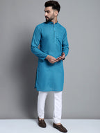 Jompers Men's Solid Pure Cotton Kurta Only - Peacock | Grocsy