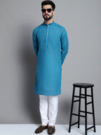 Jompers Men's Solid Pure Cotton Kurta Only - Peacock | Grocsy